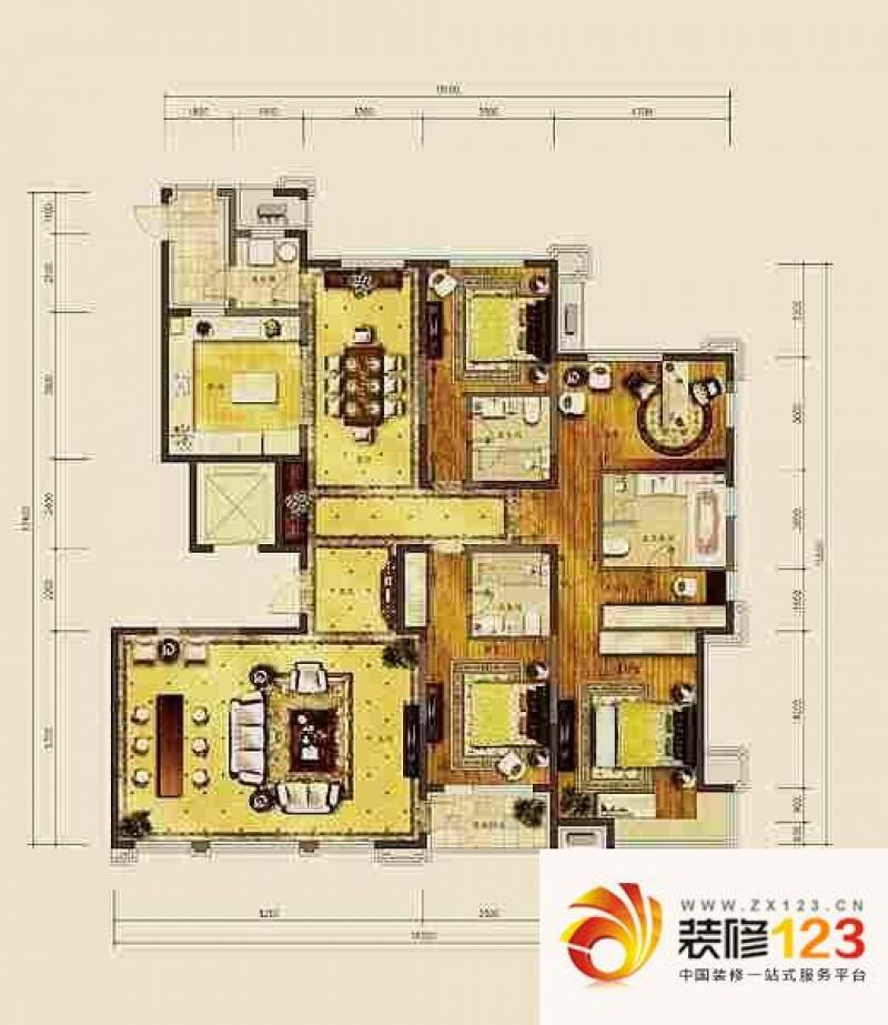 华发首府户型图1-04户型 4室2厅3卫1厨