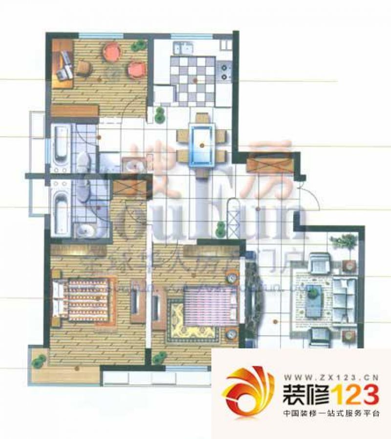 国泰新都户型图精品保留房源 3室2厅2卫1厨