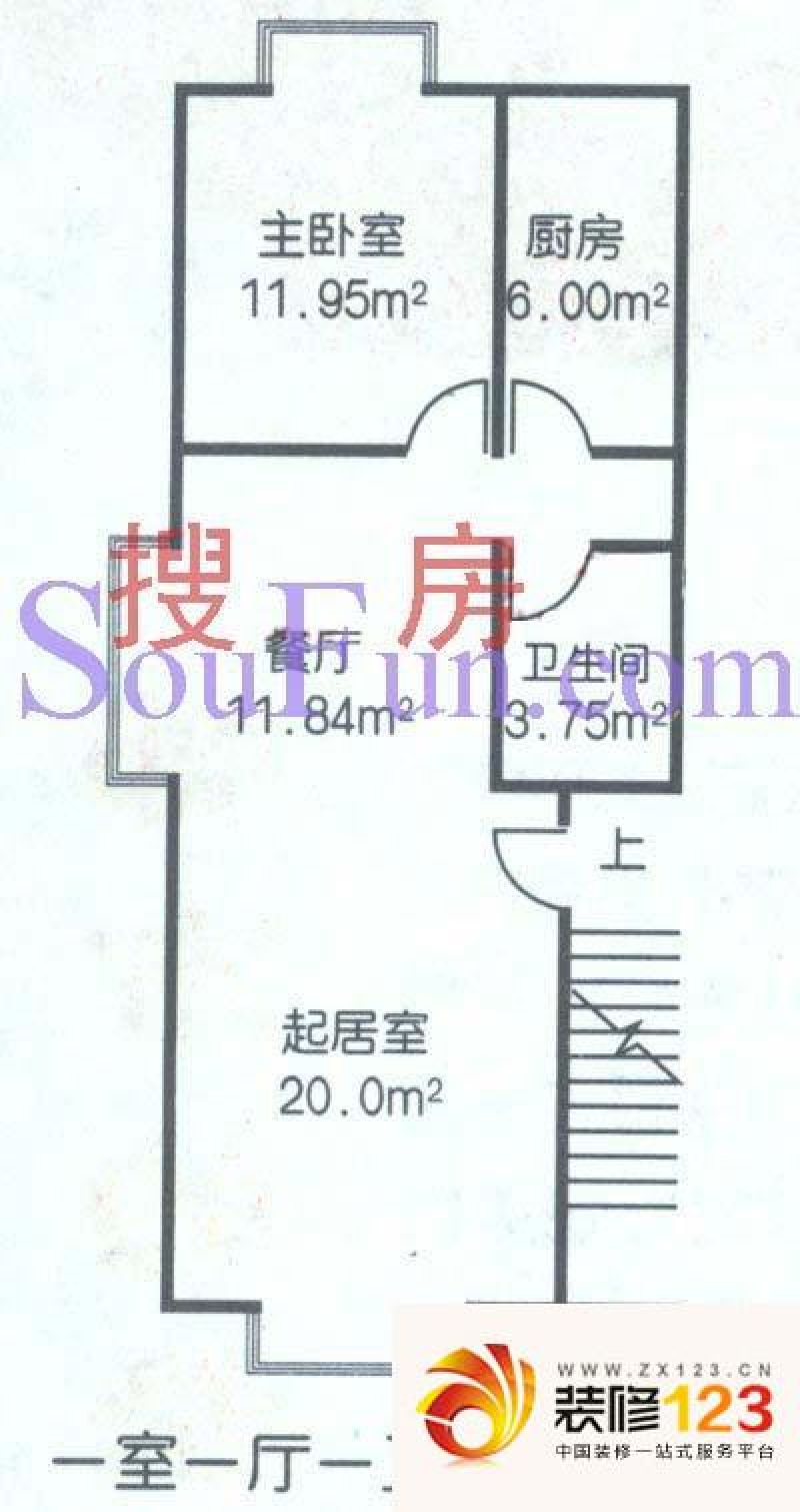 中泽雅园户型图三期c户型 1室1厅1卫1厨