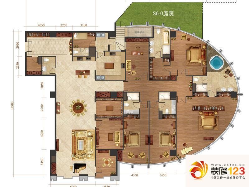 国悦府户型图s6-0户型 5室2厅4卫1厨