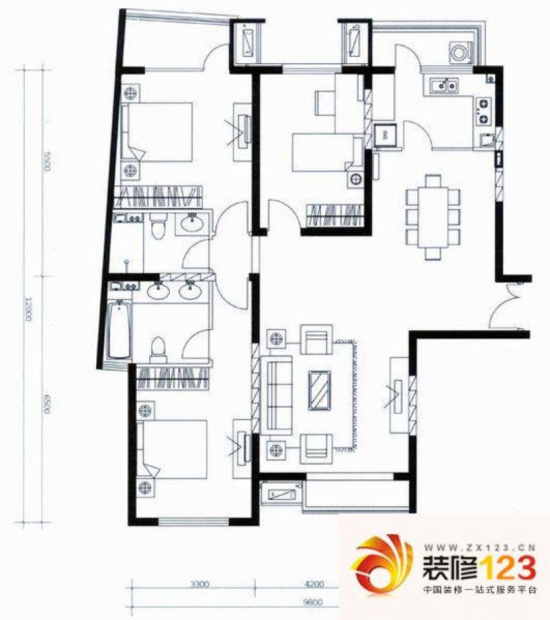 瑞都国际 3室 户型图