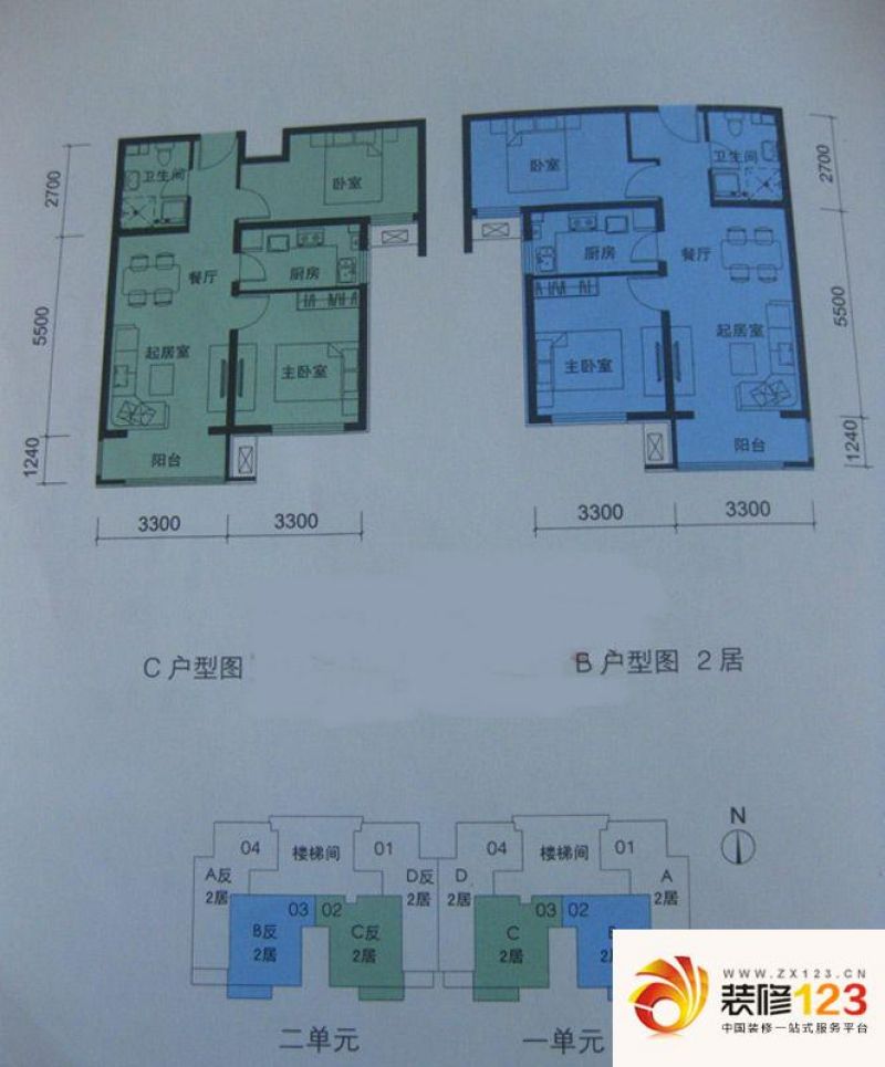 金隅通和园户型图1,2单元bc户型