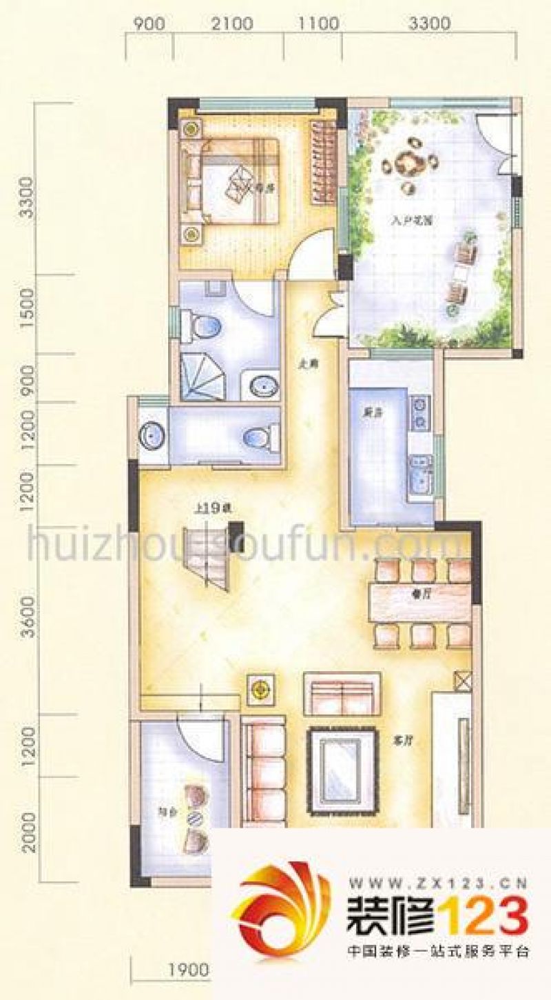 宝安山水江南二期户型图一期江南叠院[a]型01,04号五层平面图 4室2厅4