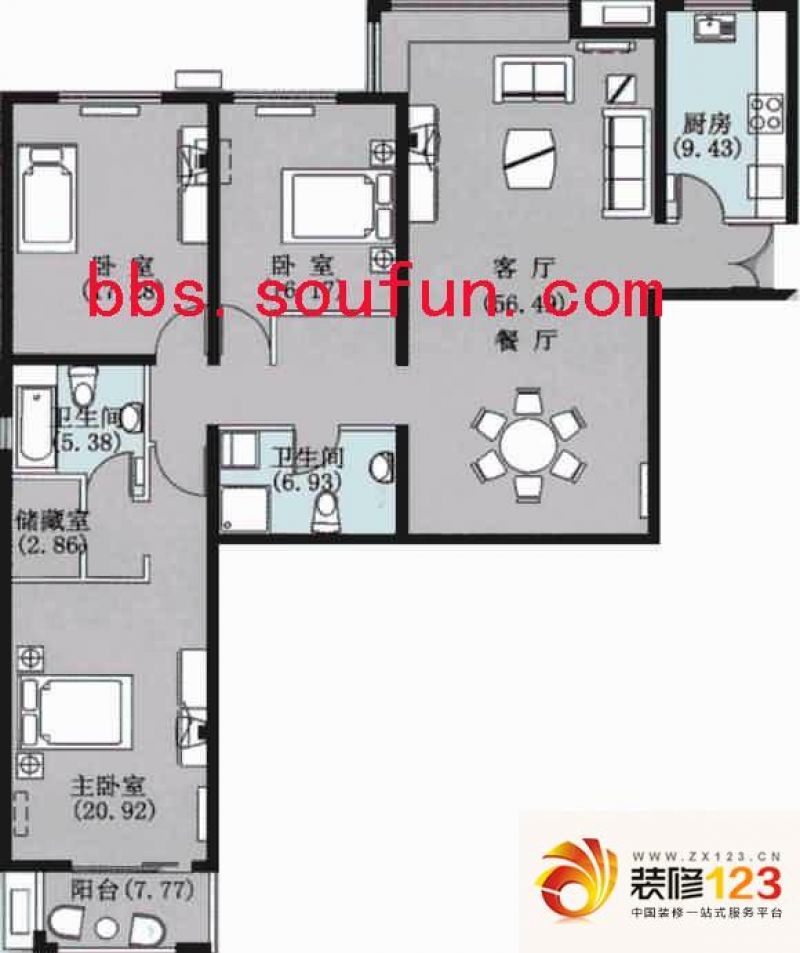 冠城园户型图户型图 4室1厅2卫1厨