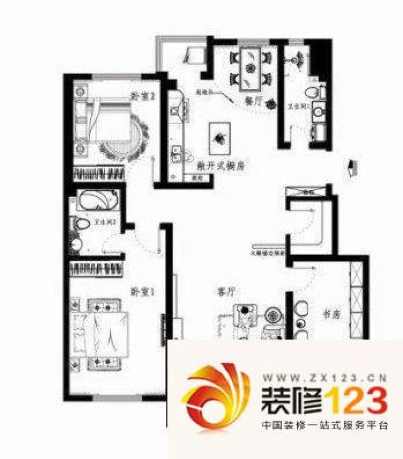 天福园户型图户型图 3室 3室2厅2卫1厨