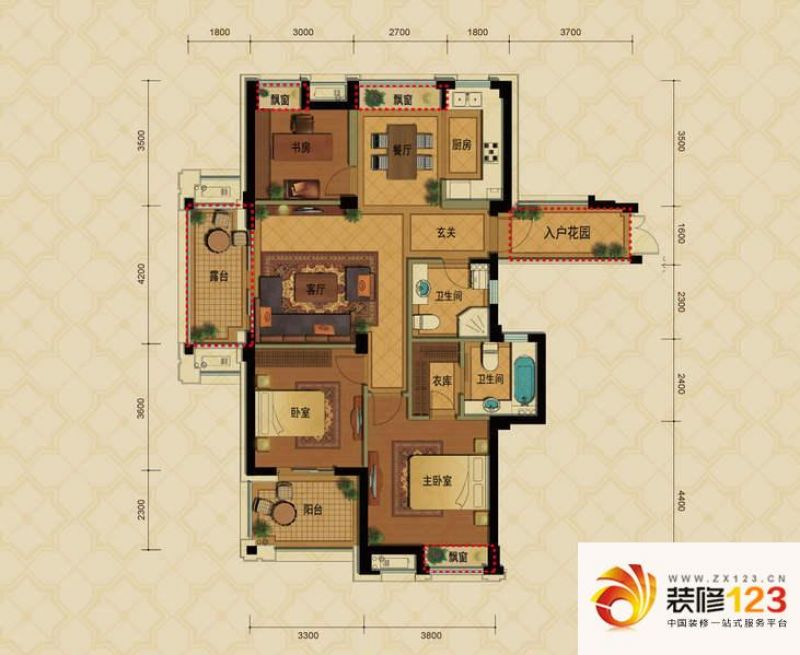 中豪四季公馆偶数层i户型户型图