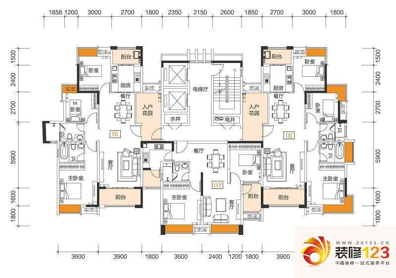 远洋城天祺户型图26栋5-12层户型图