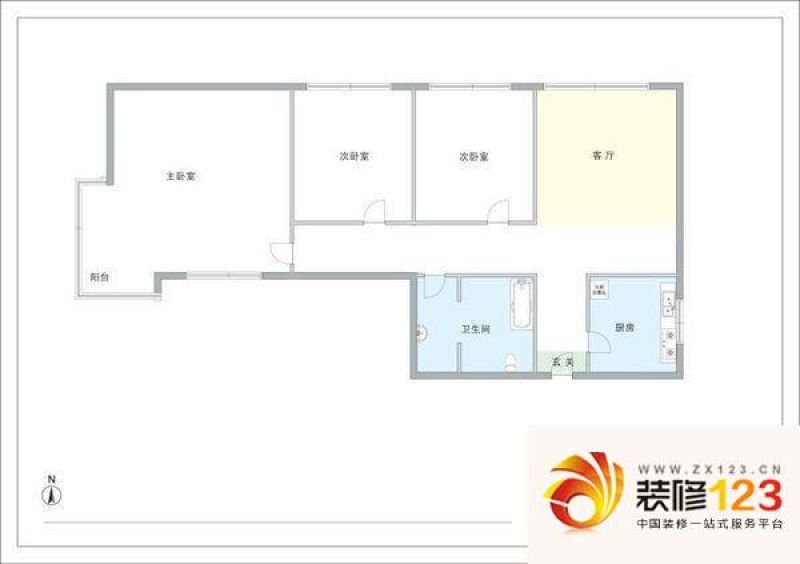 北京光大花园光大花园户型图户型图 2室1厅1卫1厨图片大全-我的小区