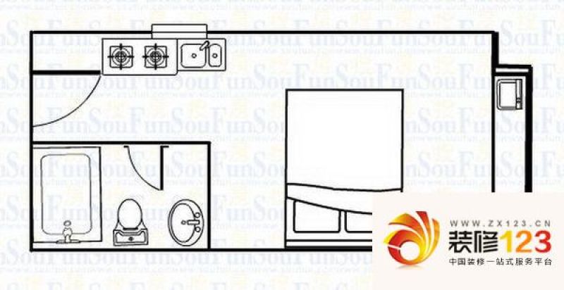 万科运河东1号 1室 户型图