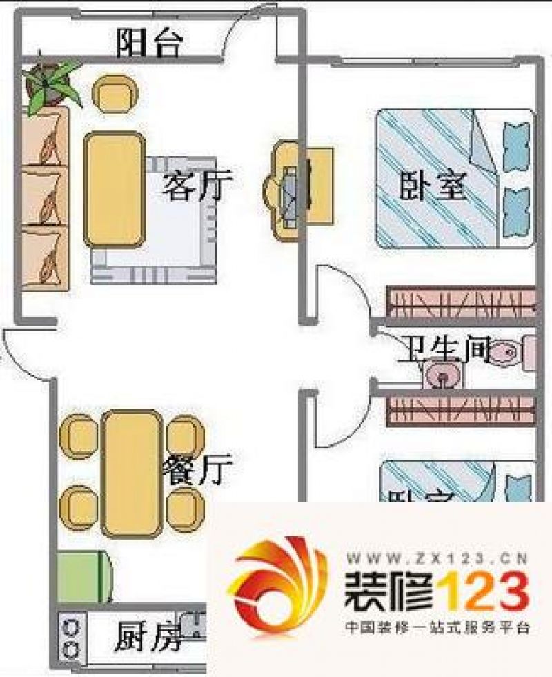 庄北小区 2室 户型图