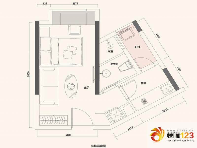 保利上城单身公寓6栋g户型户型图