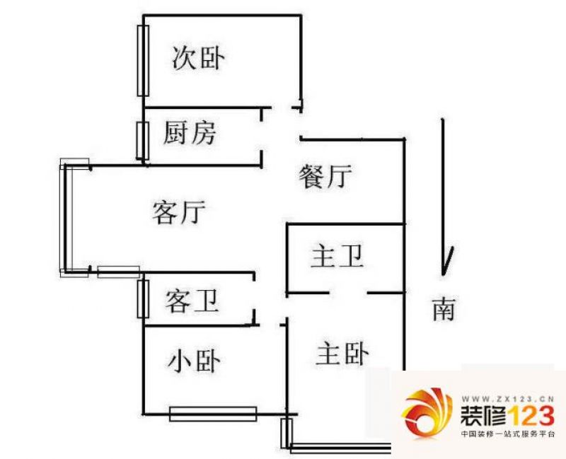 冠城园户型图户型图 4室1厅2卫1厨