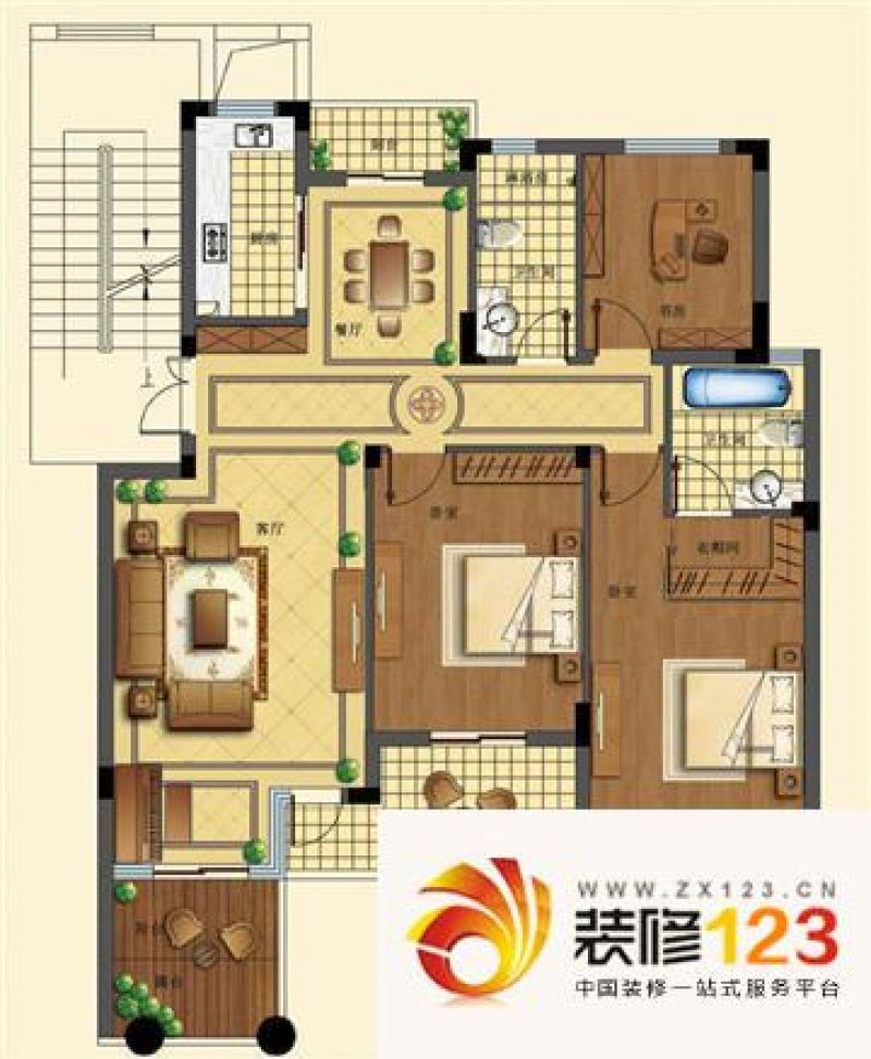 御溪半岛户型图景观多层二楼户型 3室2厅2卫