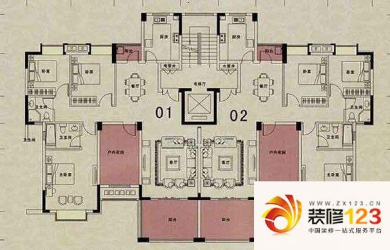 中山远洋城尊域远洋城尊域户型图户型图 3室2厅2卫1厨图片大全-我的