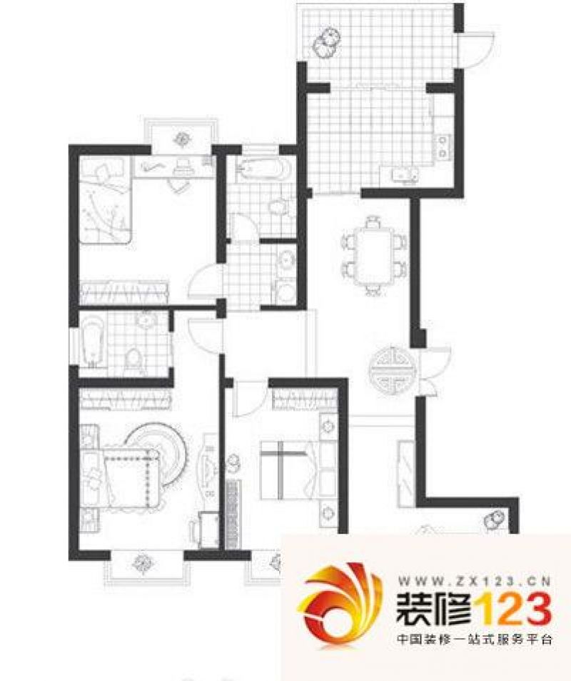 嘉兴中央花园中央花园户型图户型图3室2厅2卫 3室2厅2