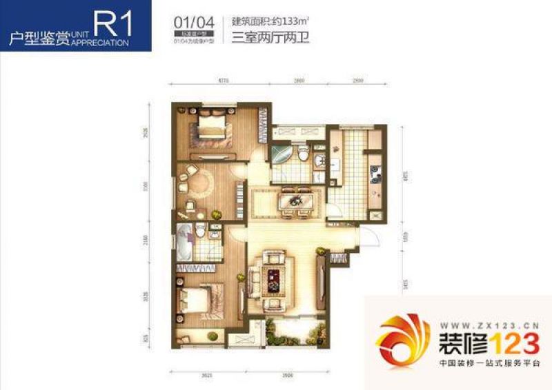 「大连天地」悦丽海湾 3室 户型图