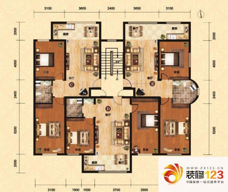 乌鲁木齐和兴嘉苑三期和兴嘉苑三期户型图15号楼a户型 2室2厅1卫1厨