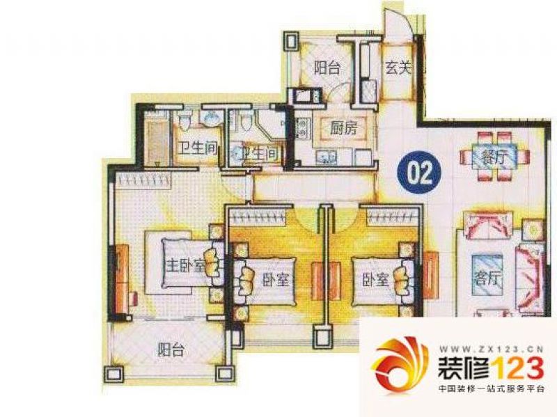 锦绣新天地43座02户型户型图