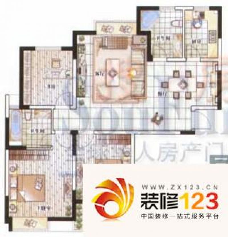 滨江明珠城户型图2期棋域I户型图 3室2厅2卫1厨