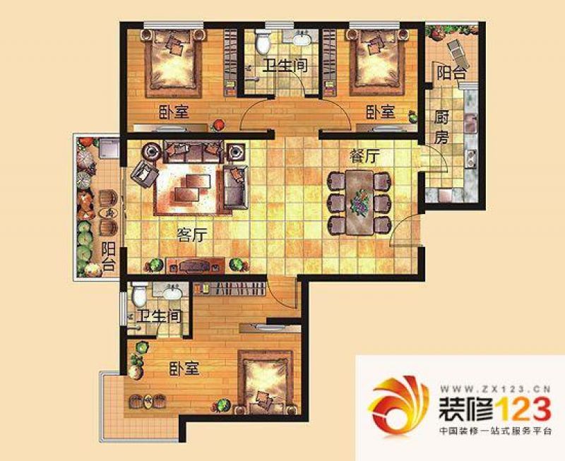 君悦城 3室 户型图
