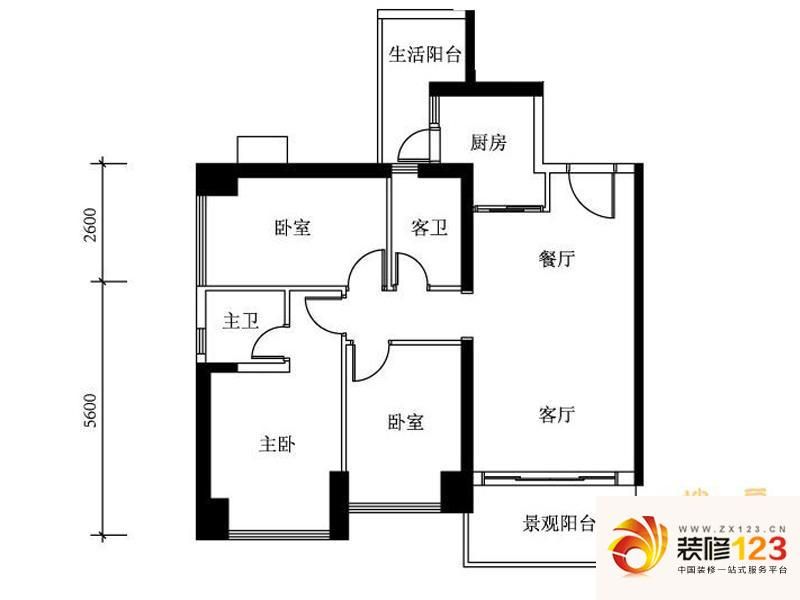 佳兆业城市广场户型图1,2,3,7栋5-45层奇数层a座02,b座01户型 3室2厅2