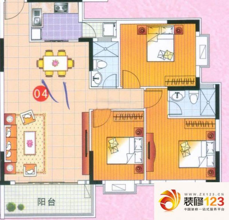 景新花园a栋01户型户型图