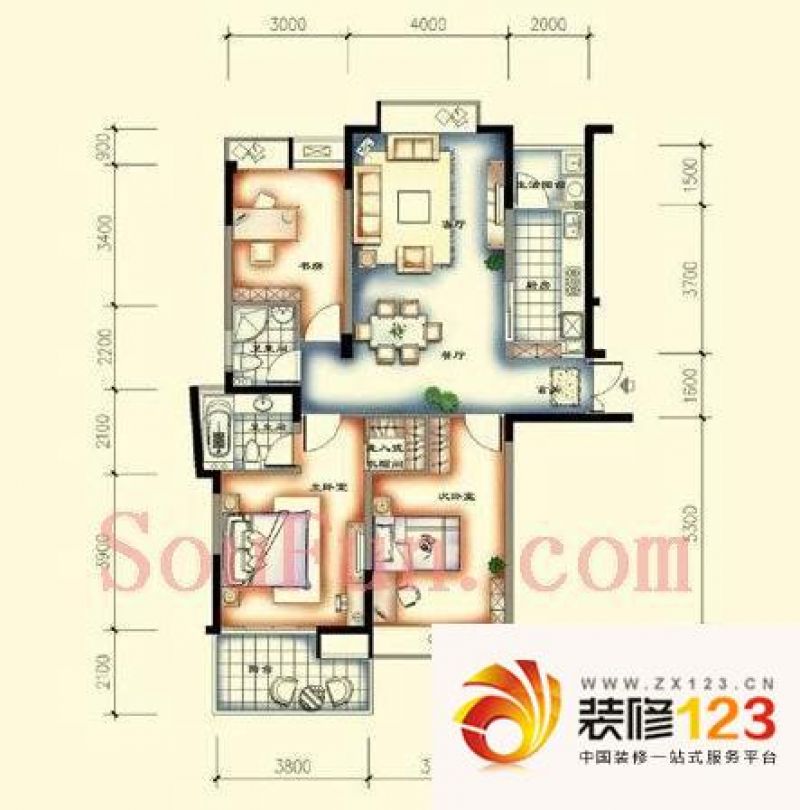 梦琴湾户型图3室 户型图 3室2厅2卫1厨