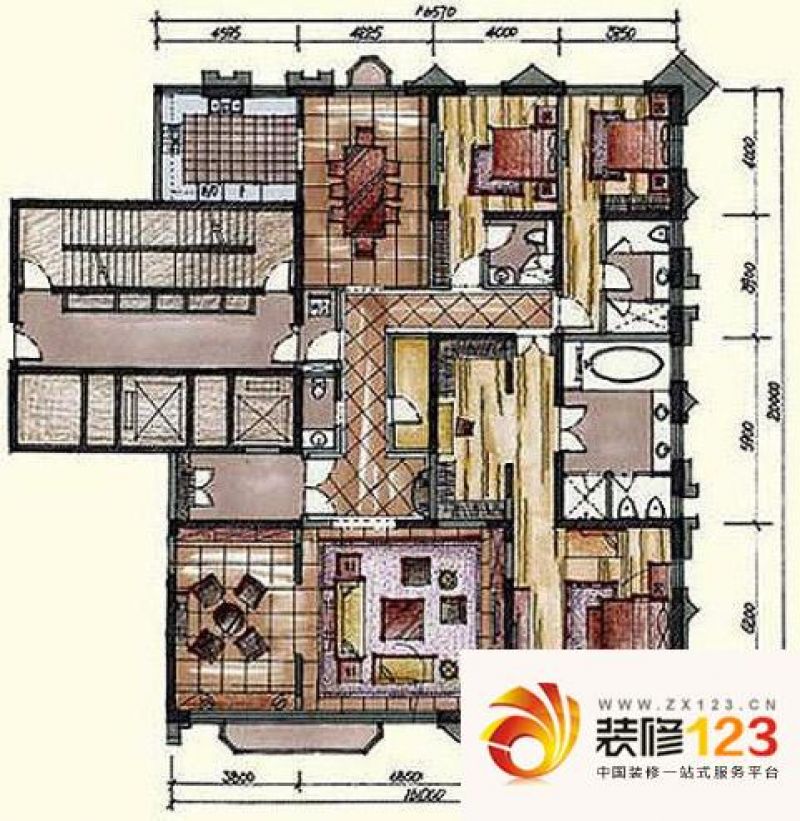 钓鱼台七号院户型图a1户型 3室2厅4卫1厨