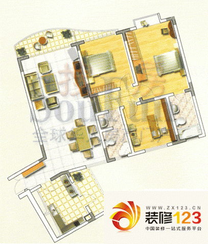 白云东方广场户型图2室2厅2卫1厨 ...