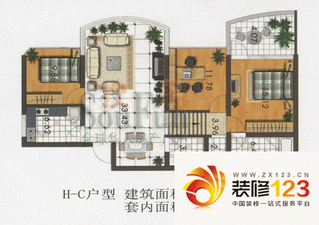 苑林星月湾户型图2室2厅2卫1厨 ...