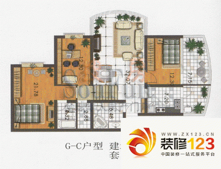 苑林星月湾户型图3室2厅2卫1厨 ...