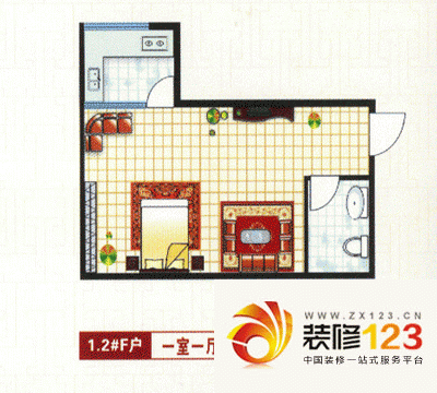 西安旭景新港旭景新港户型图1,2#e 2室2厅1卫.