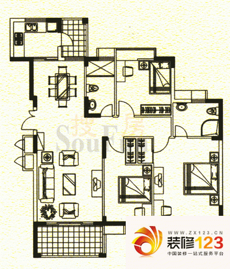 东泰花园嘉华苑 3室 户型图 ...