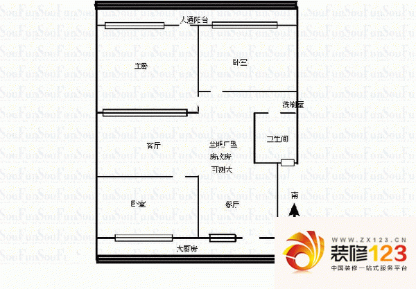 光明苑 2室 户型图