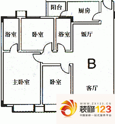 广地花园户型图3室2厅户型图 3室 ...