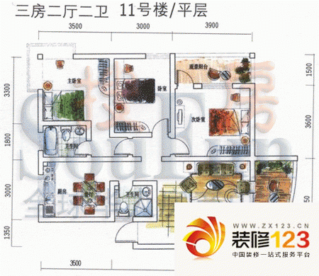 经典时代花园广场户型图11号楼平 ...