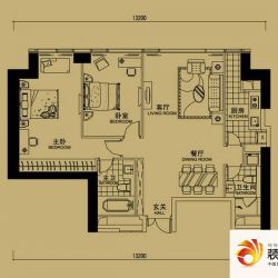 大连中心裕景3号楼C1户型户型图 ...