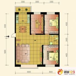 春城家园户型图F户型图 3室2厅1 ...