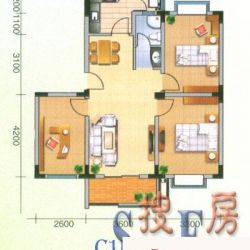 天然新都市户型图3室2厅1卫1厨 ...