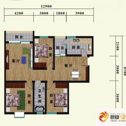 金都园林鑫城户型图E-D户型 3室2 ...