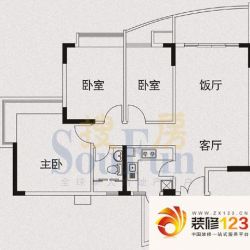 自在城市花园户型图3室2厅户型图 ...