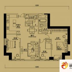 大连中心裕景3号楼D户型户型图 ...