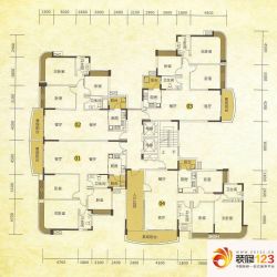 尚湖轩二期户型图8栋标准层 3室2 ...