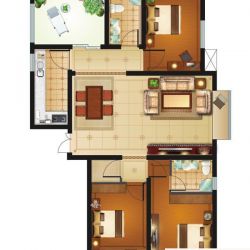 石家庄瀚唐瀚唐户型图12#c户型 4室2厅2卫1.