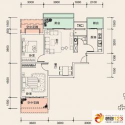 溪山御景户型图48号楼E1户型 2室 ...