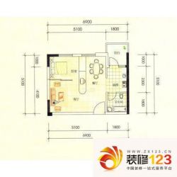 云滨花园户型图12-2 1室1厅1卫1 ...