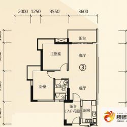 富力现代广场户型图D1栋03室 2室 ...