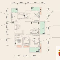 溪山御景户型图自在F户型 3室2厅 ...