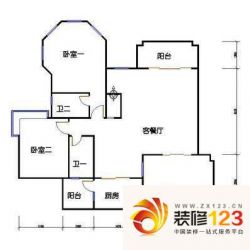 锦绣御景苑别墅户型图2室2厅户型.