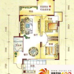 水锦花都户型图F组团1A户型 2室2 ...